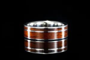 TITANIUM OFFSET HAWAIIAN KOA WOOD TITANIUM RING