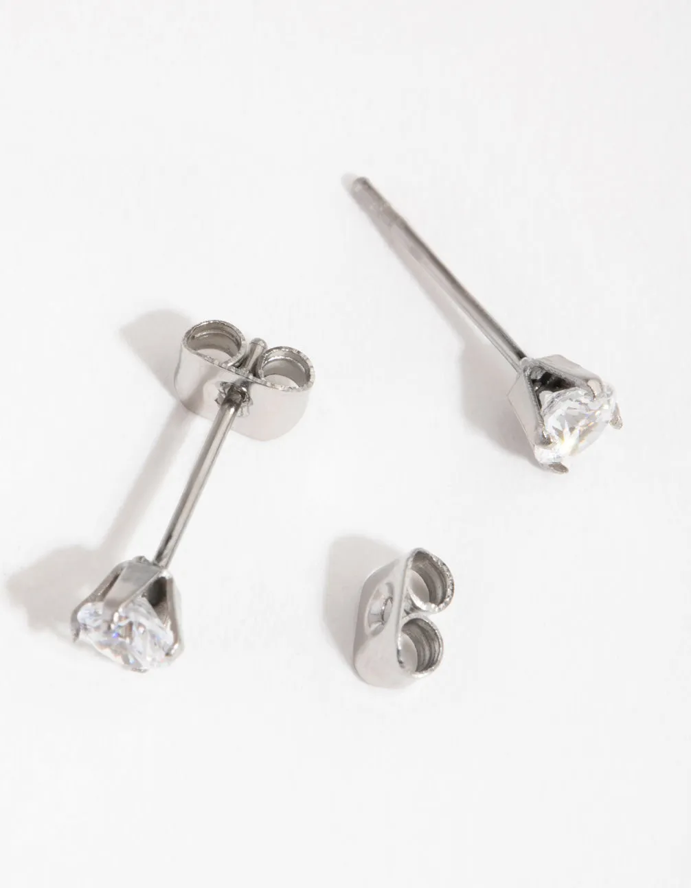 Titanium Round Cubic Zirconia Stud Earrings