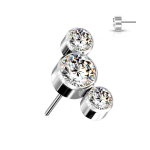 Titanium Threadless Flat Back CZ Cluster Earring