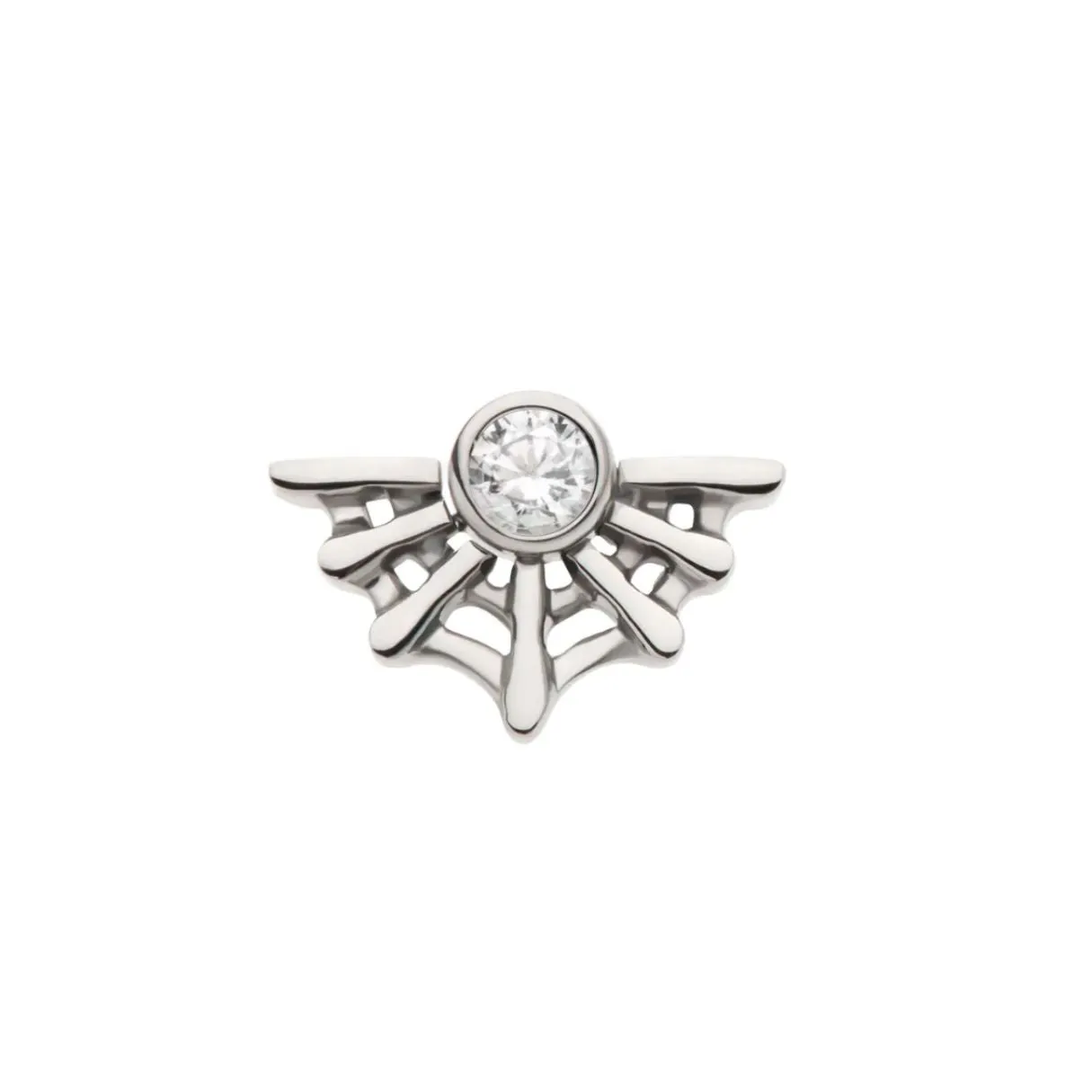Titanium Threadless Flat Back CZ Spiderweb Earring