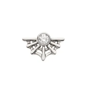 Titanium Threadless Flat Back CZ Spiderweb Earring