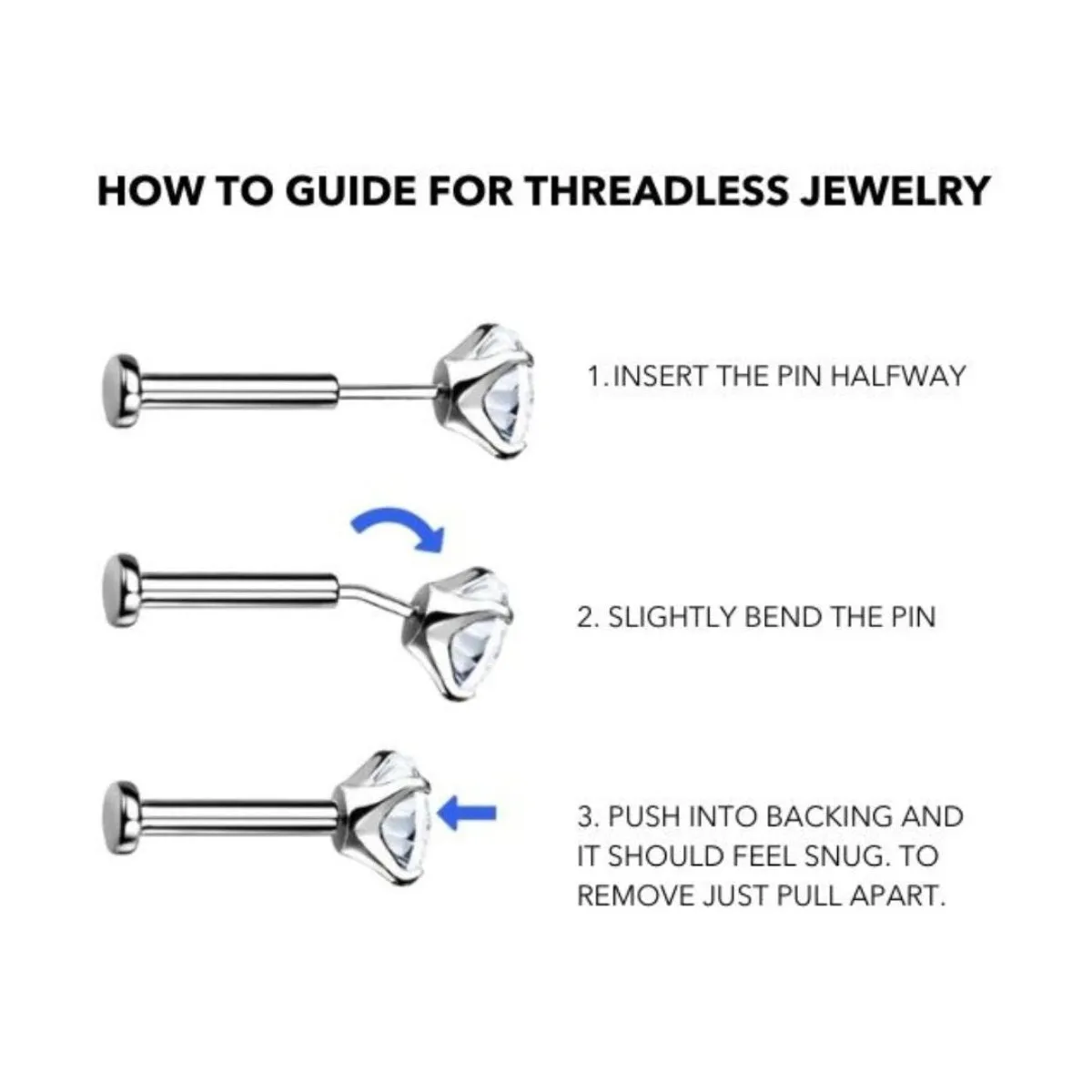 Titanium Threadless Push In Flat Back Disc Earring