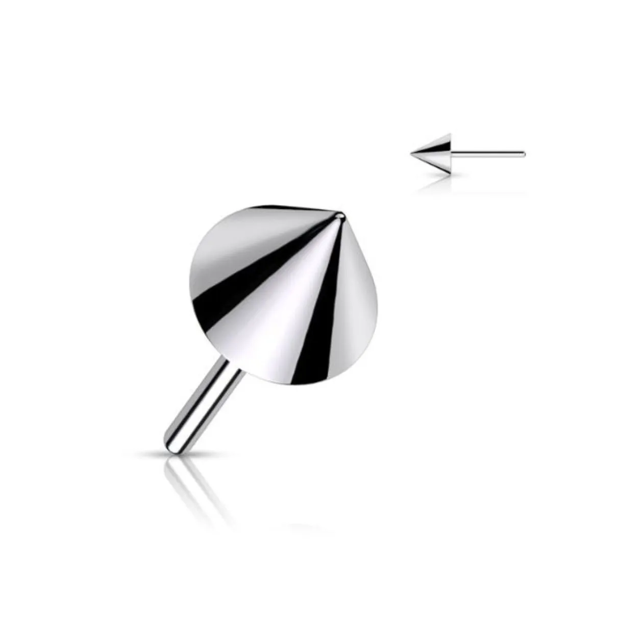 Titanium Threadless Push In Flat Back Spike Earring