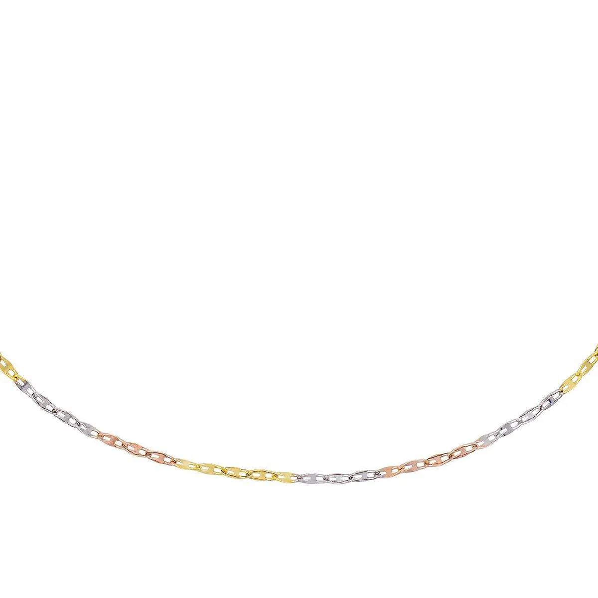 Tricolor Mariner Chain Necklace 14K