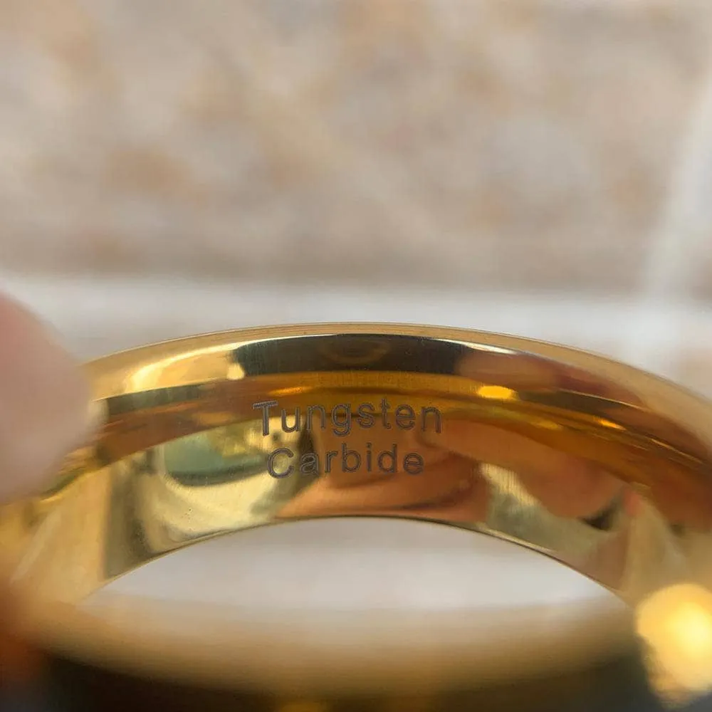 Tungsten Carbide Rings For Men Black and Gold Ring 8mm Wedding Band
