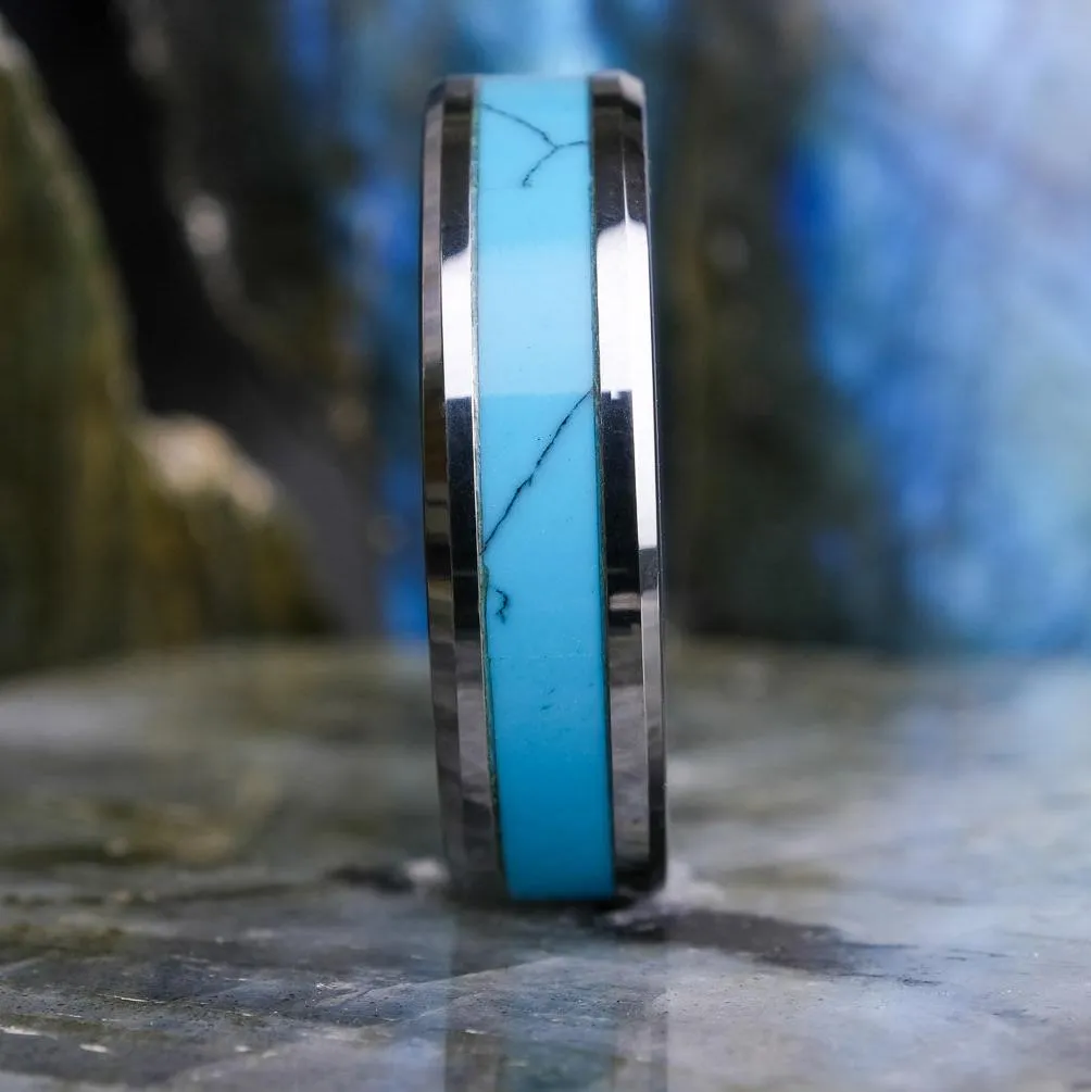 Turquoise Inlay / High Polished Silver - 6mm