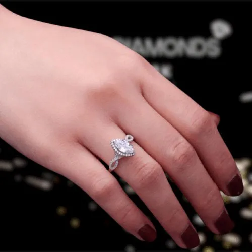Twist Halo 1.5ct Marquise Cut Engagement Ring