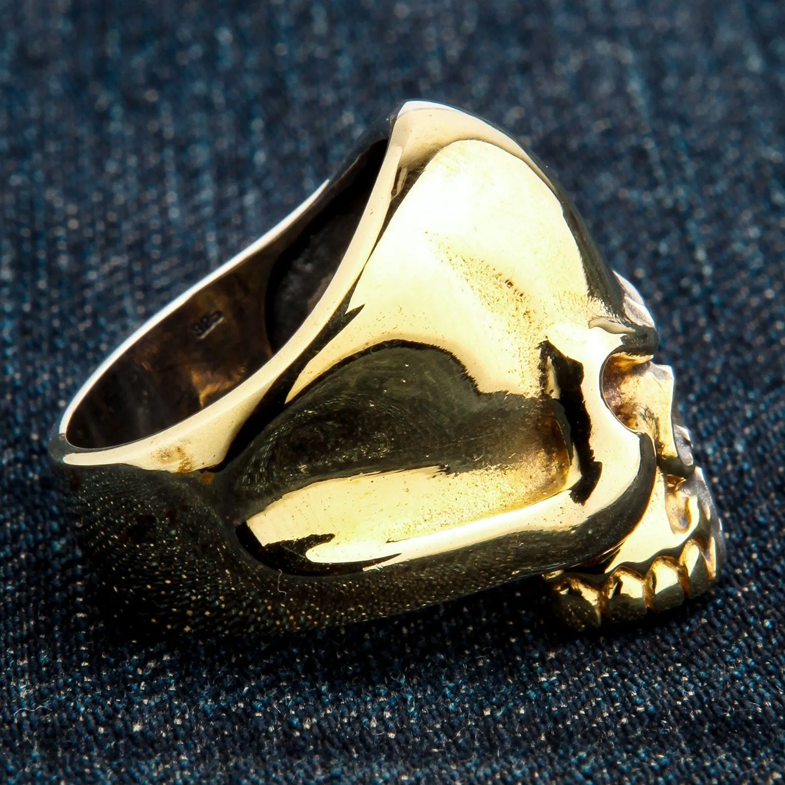 Two Tone Rider Silver Brass Skull Biker Ring