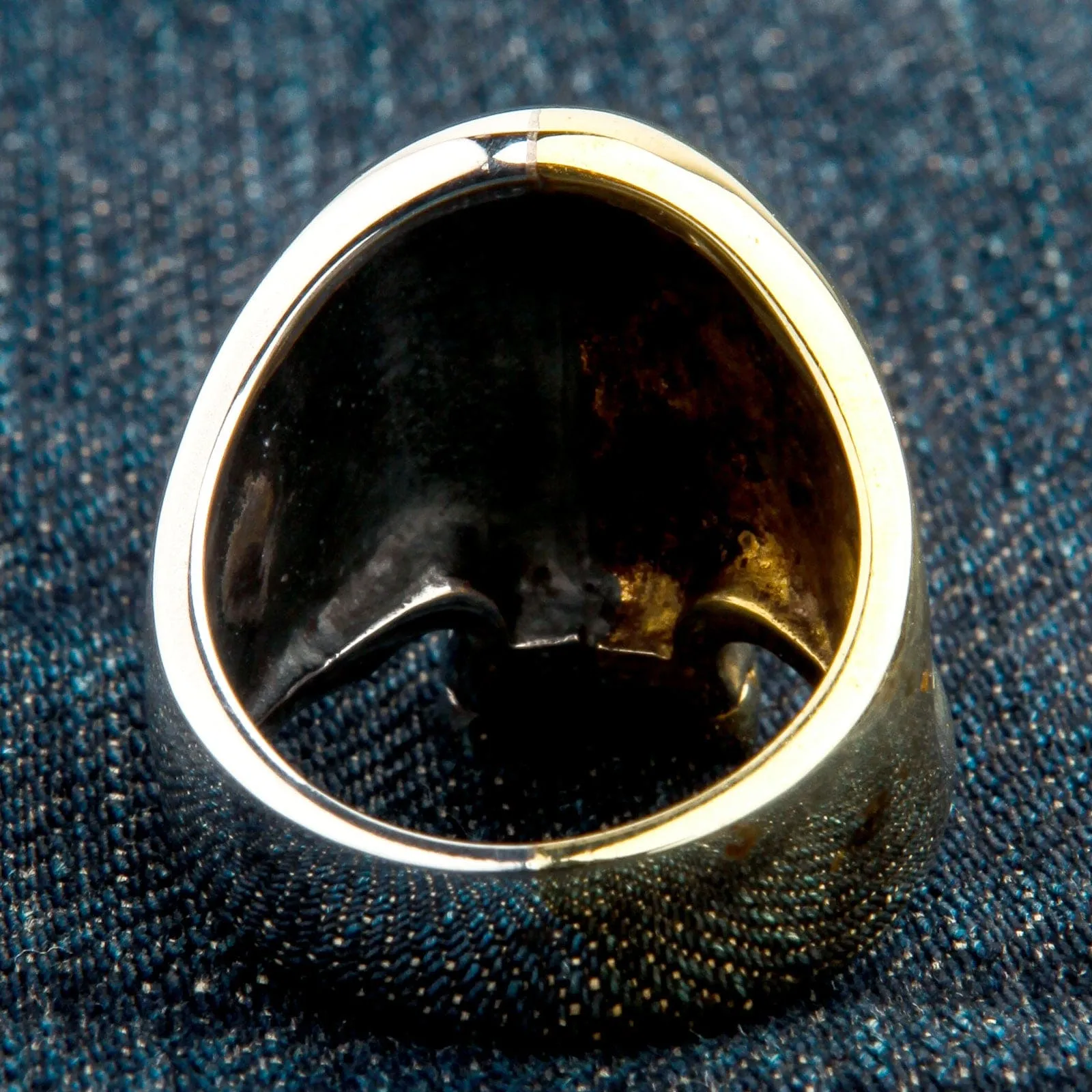 Two Tone Rider Silver Brass Skull Biker Ring
