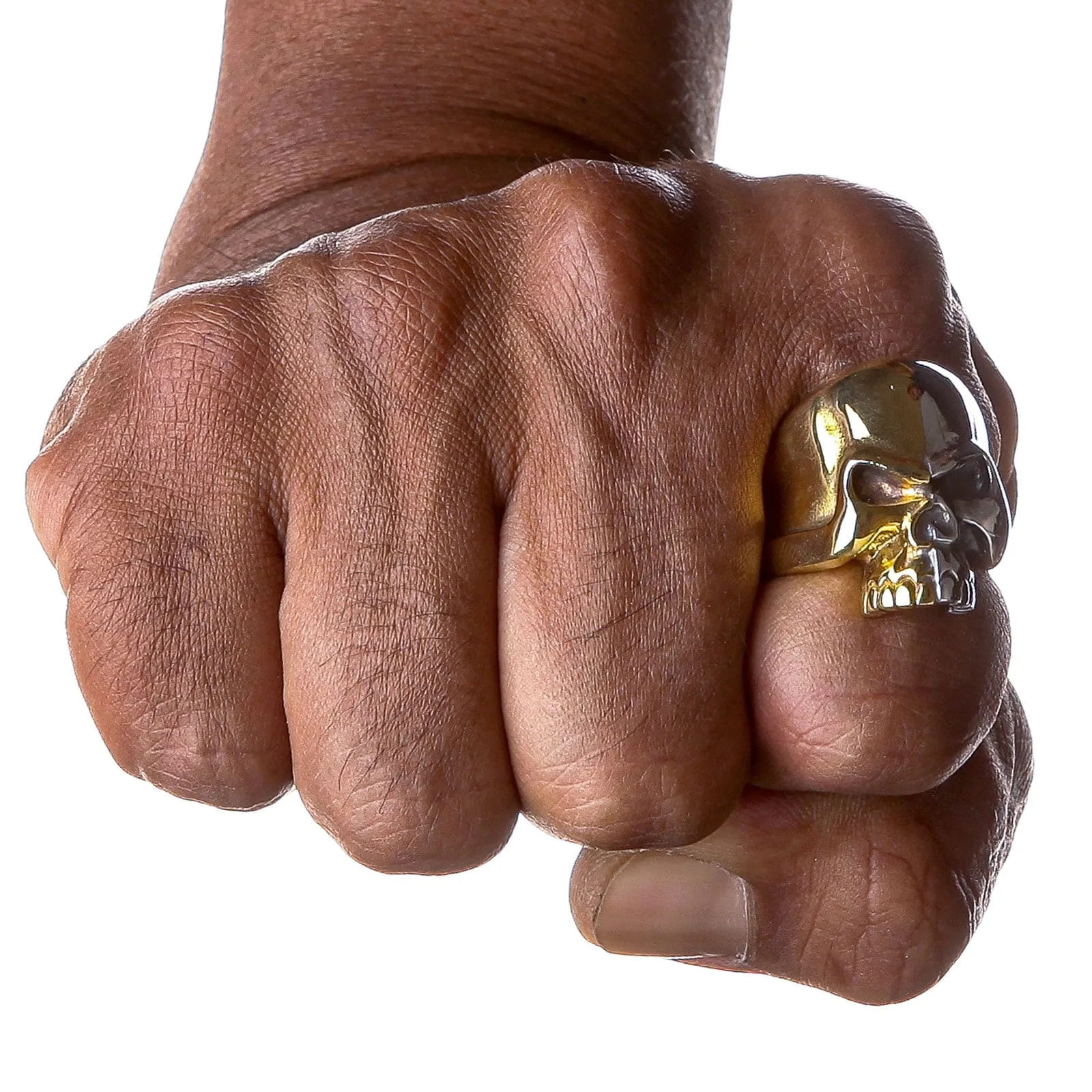 Two Tone Rider Silver Brass Skull Biker Ring