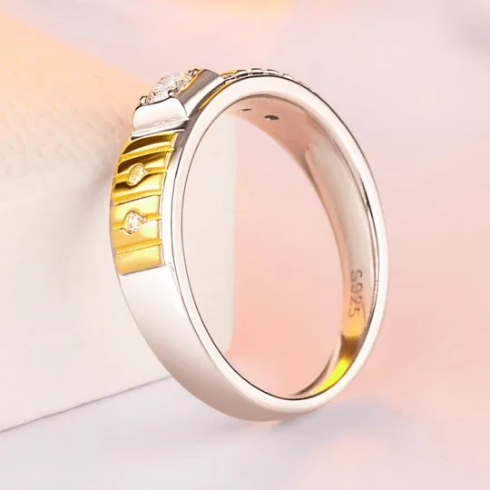 Two Tone Sterling Silver Men's Fashion Band