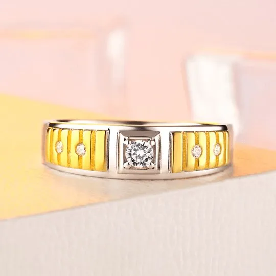 Two Tone Sterling Silver Men's Fashion Band
