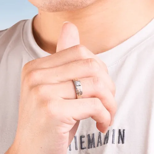 Two Tone Sterling Silver Men's Fashion Band