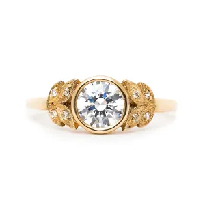 Vintage Inspired 1.5CT Round Diamond Bezel Set Engagement Ring