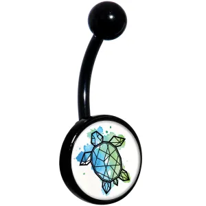 Watercolor Geometric Turtle Black Belly Ring