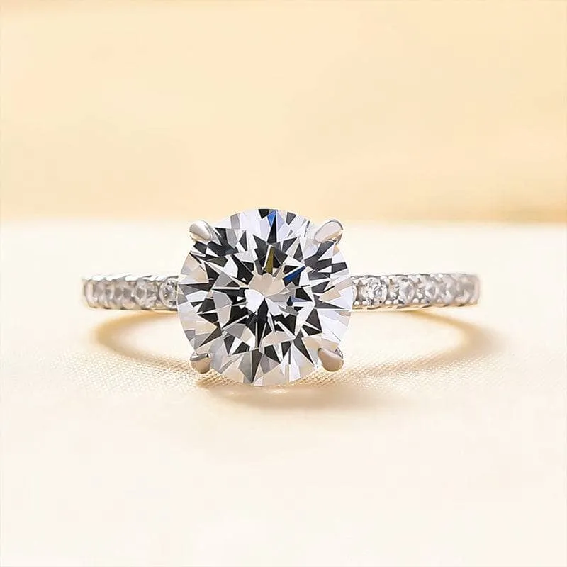 White Gold Classic Round Cut 4 prong Engagement Ring