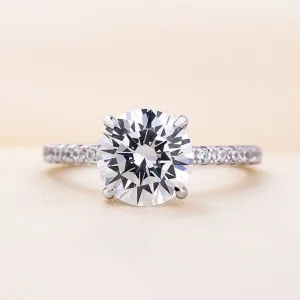White Gold Classic Round Cut 4 prong Engagement Ring