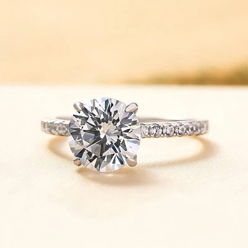 White Gold Classic Round Cut 4 prong Engagement Ring