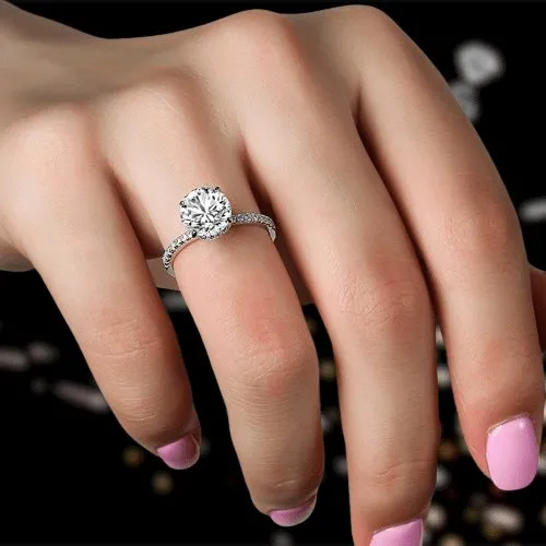 White Gold Classic Round Cut 4 prong Engagement Ring