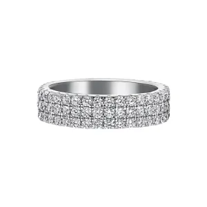 White Gold Pave Diamond Sapphire Ring Band