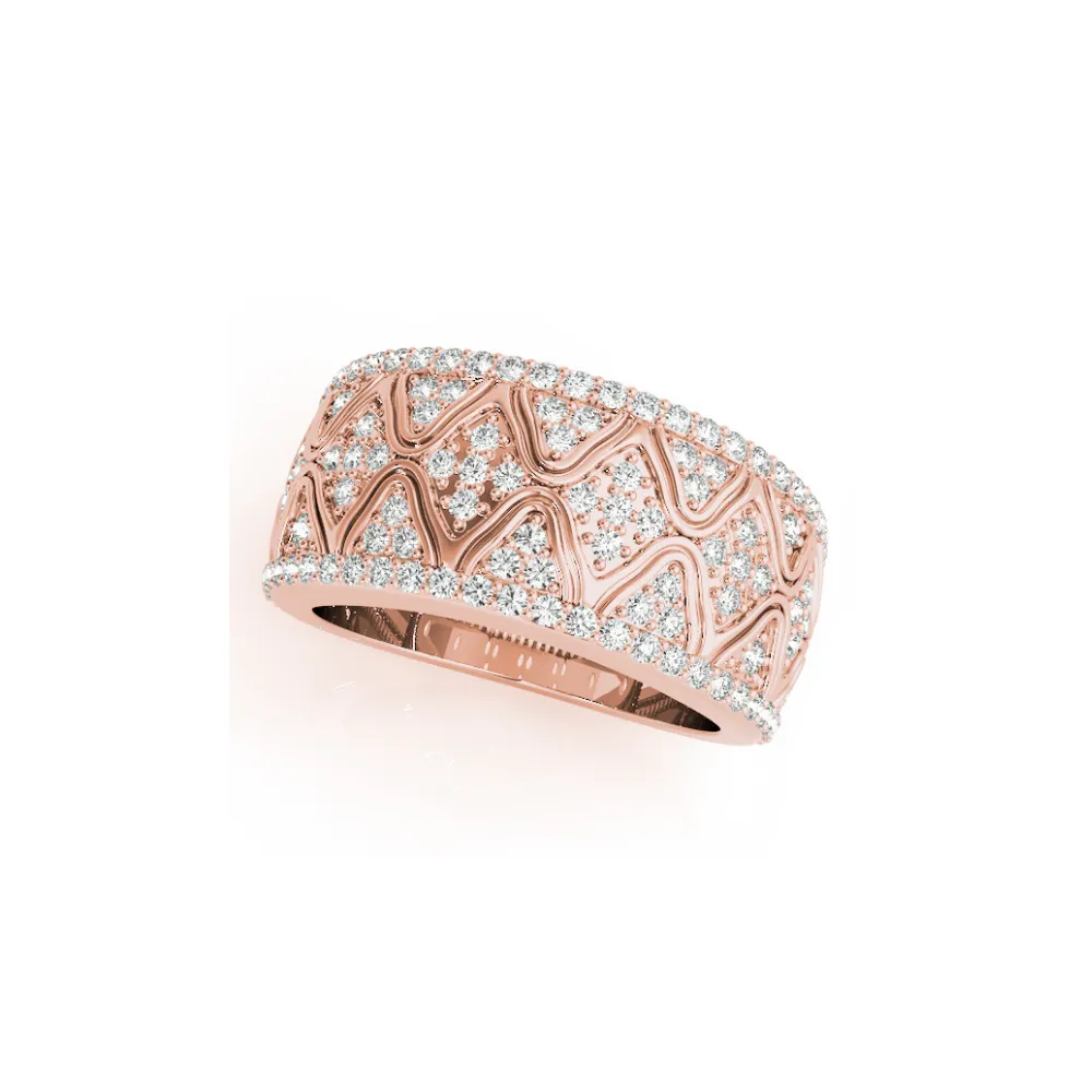 Wide Pavé Diamond Ornate Band
