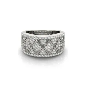 Wide Pavé Diamond Ornate Band