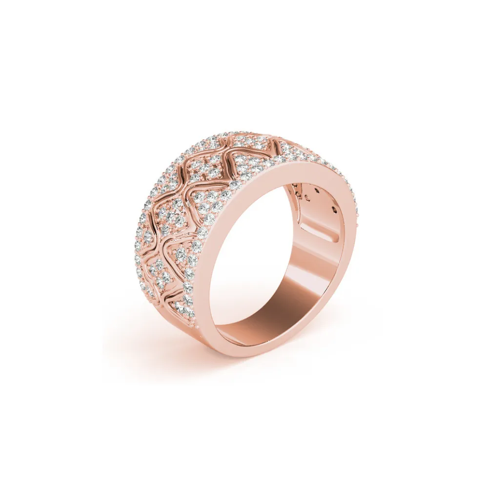 Wide Pavé Diamond Ornate Band
