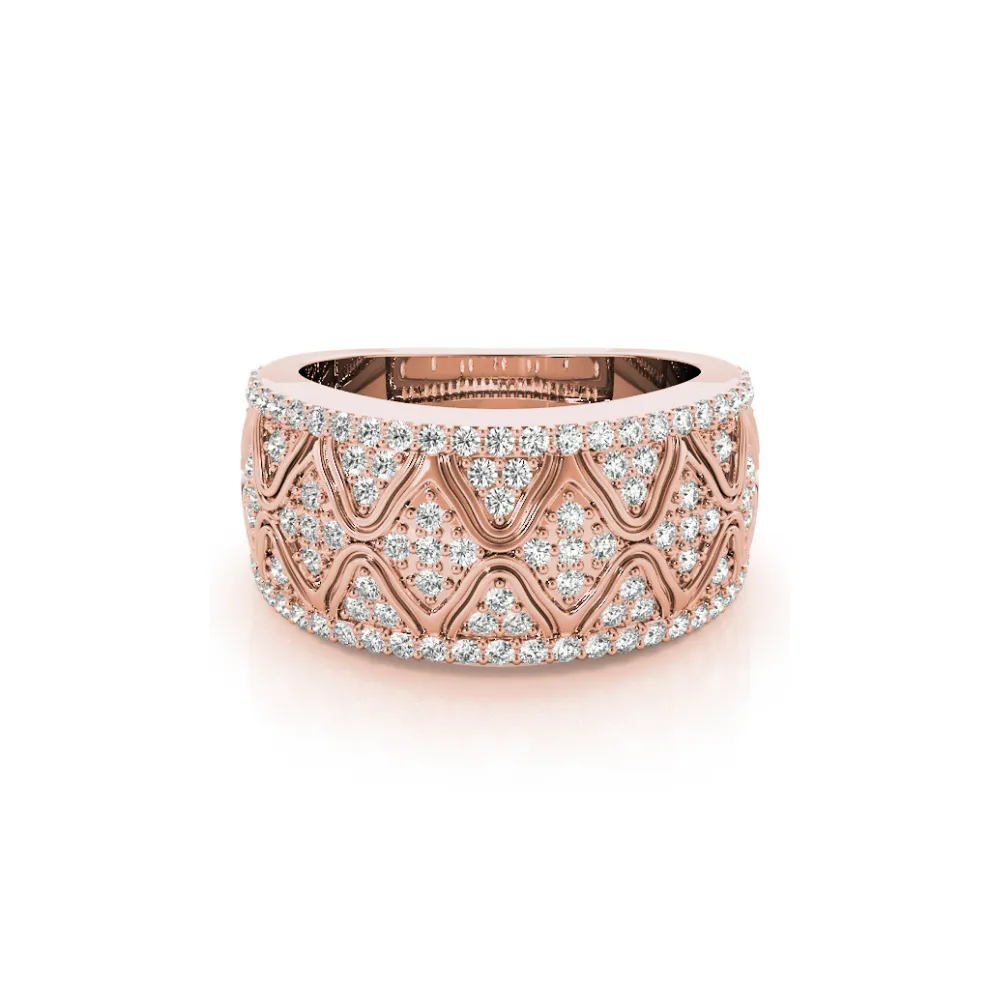 Wide Pavé Diamond Ornate Band