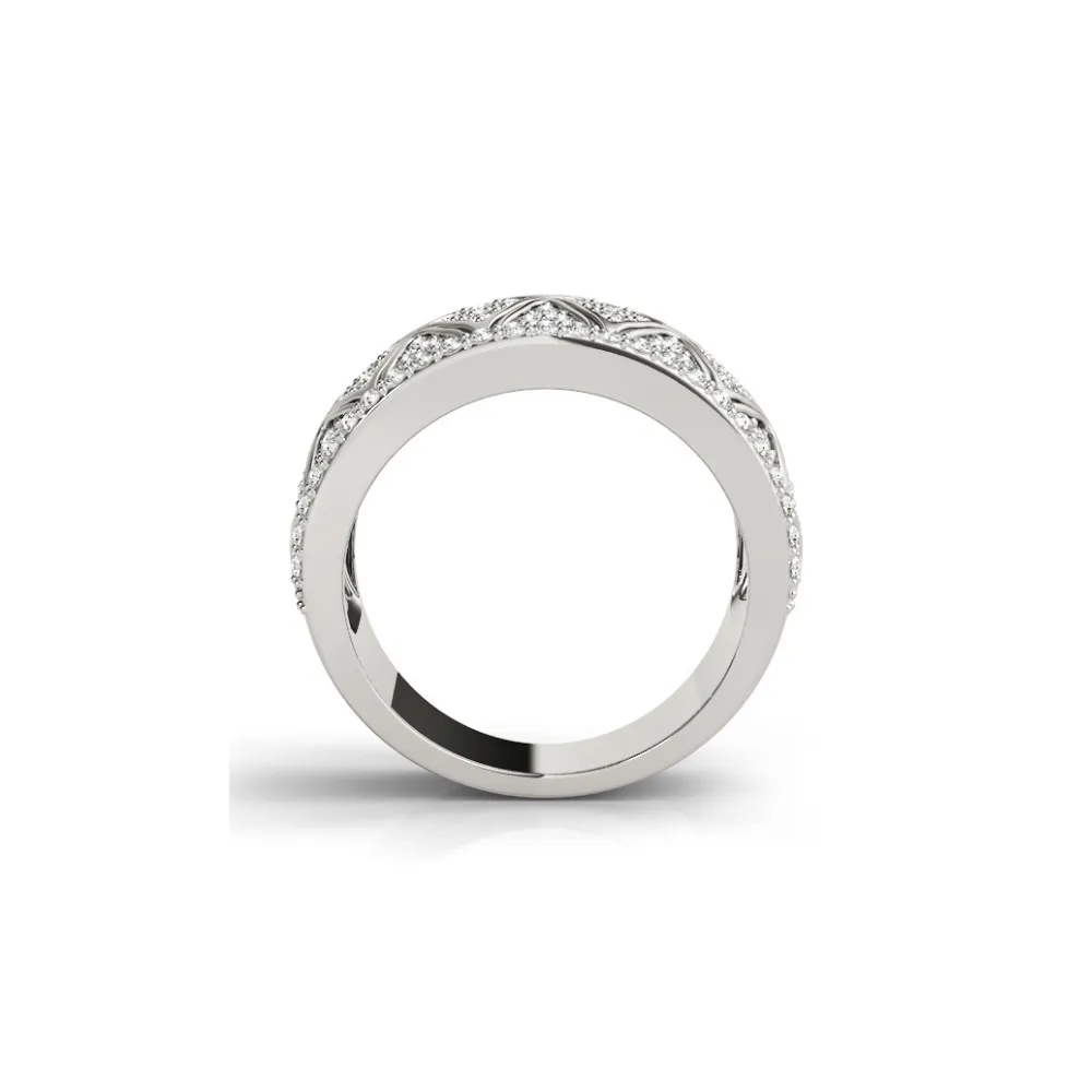 Wide Pavé Diamond Ornate Band