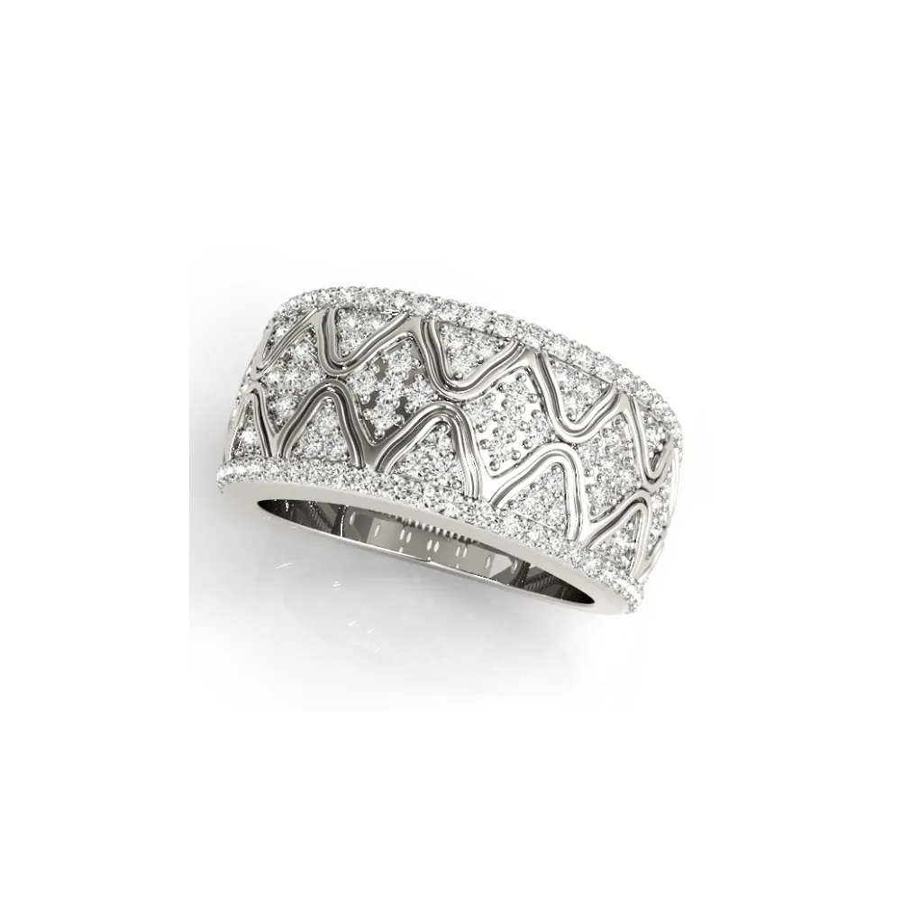 Wide Pavé Diamond Ornate Band