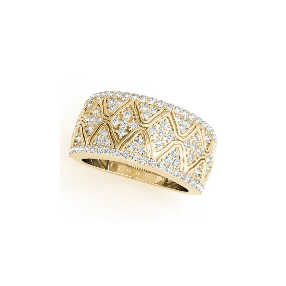 Wide Pavé Diamond Ornate Band