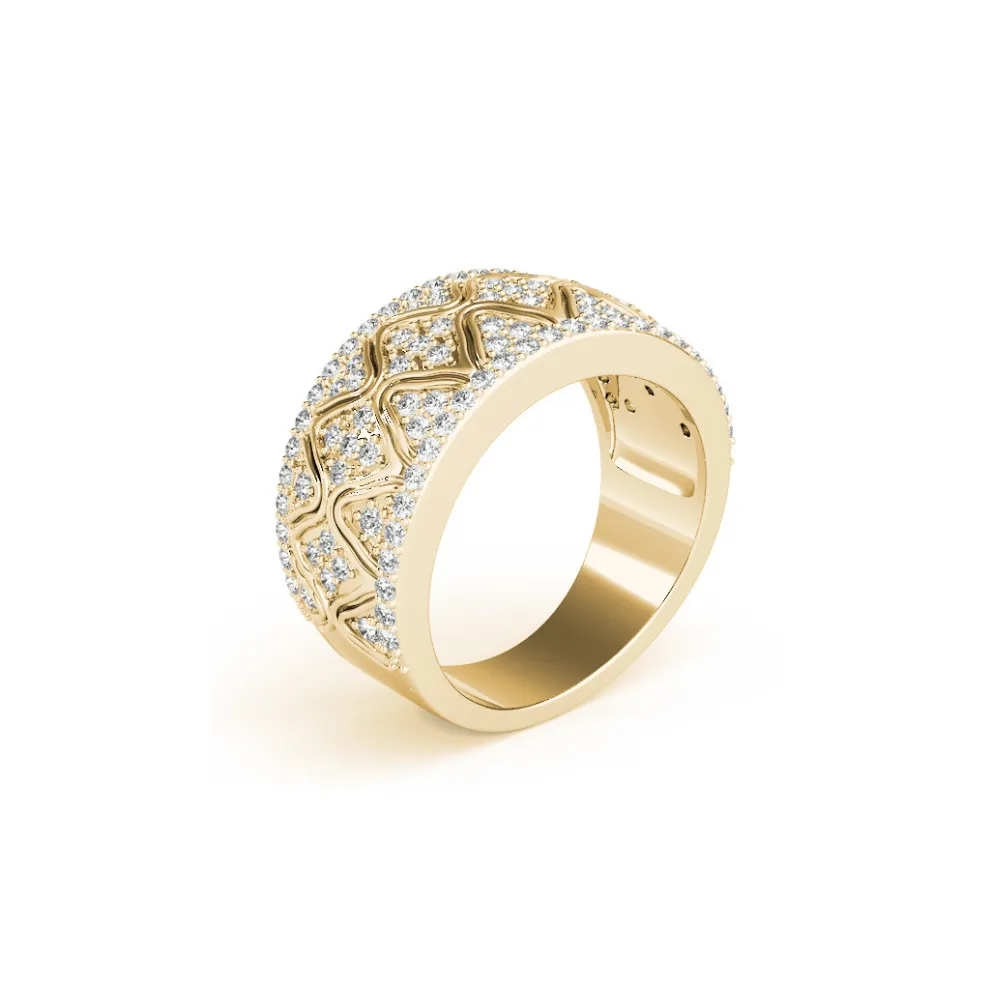 Wide Pavé Diamond Ornate Band