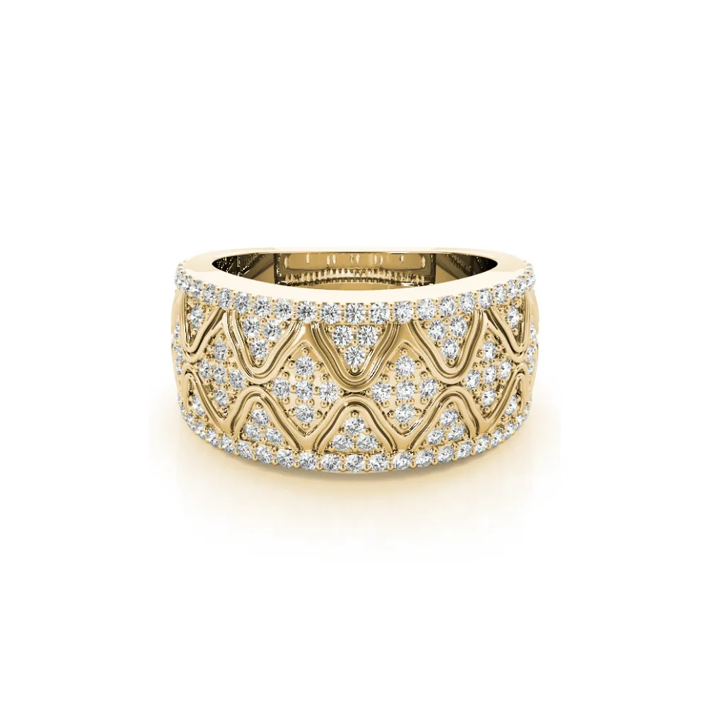 Wide Pavé Diamond Ornate Band