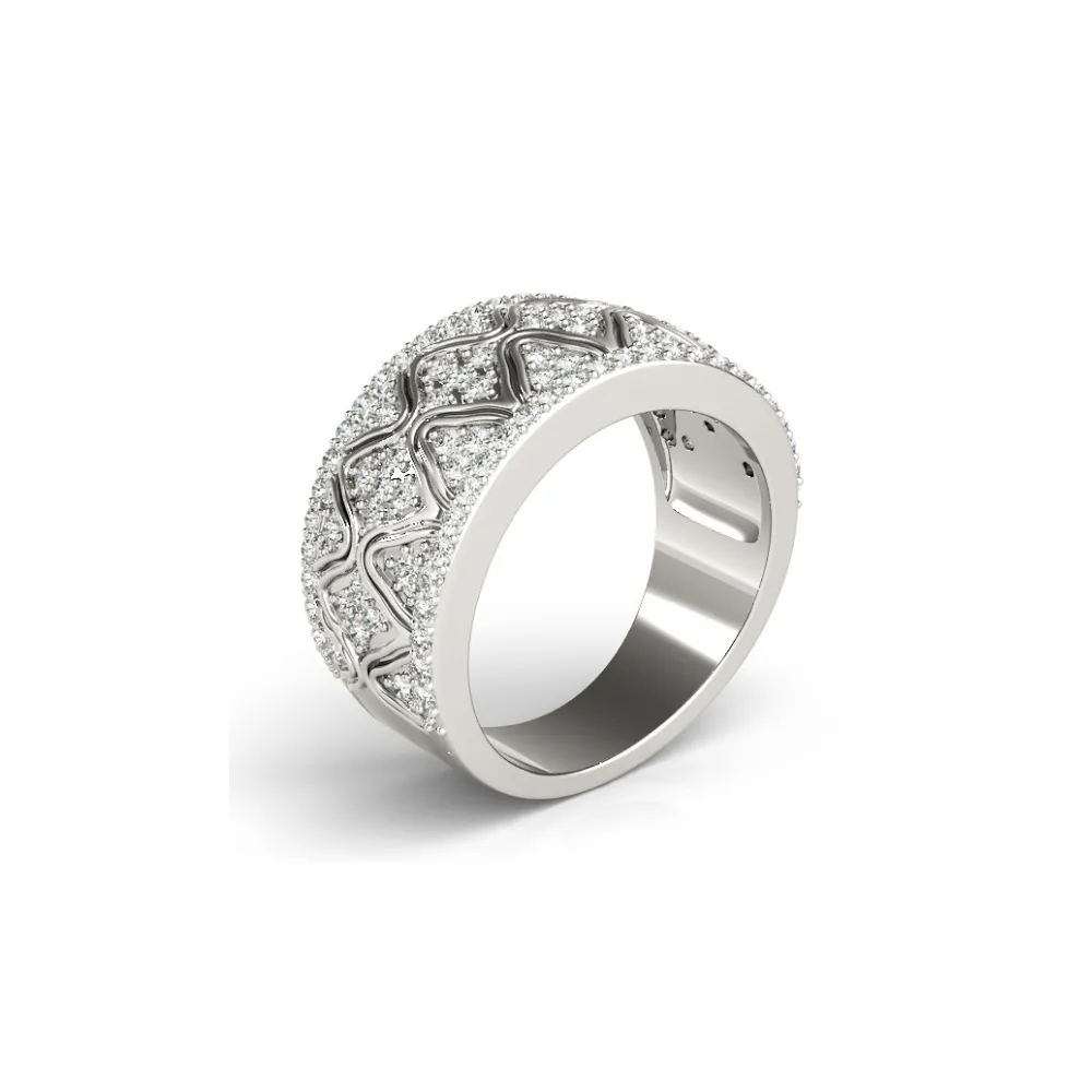 Wide Pavé Diamond Ornate Band