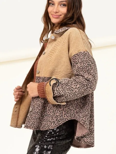 Wild Connections Shacket: Camel Mix