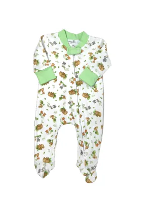 Woodland Friends Printed Zipper Footie