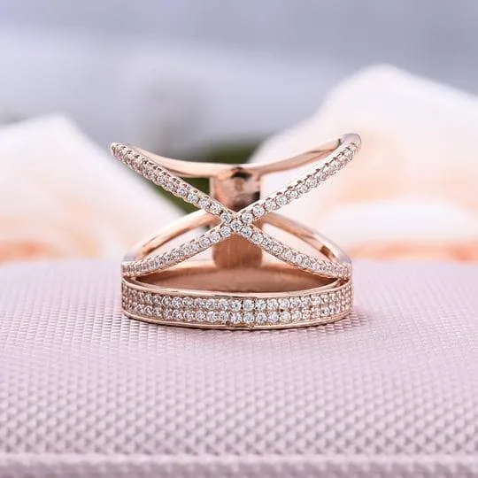X CrissCross Design Wide Women's Wedding Band