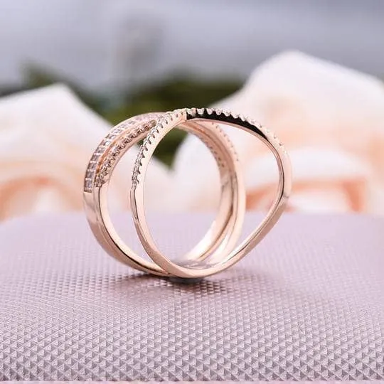 X CrissCross Design Wide Women's Wedding Band