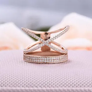 X CrissCross Design Wide Women's Wedding Band