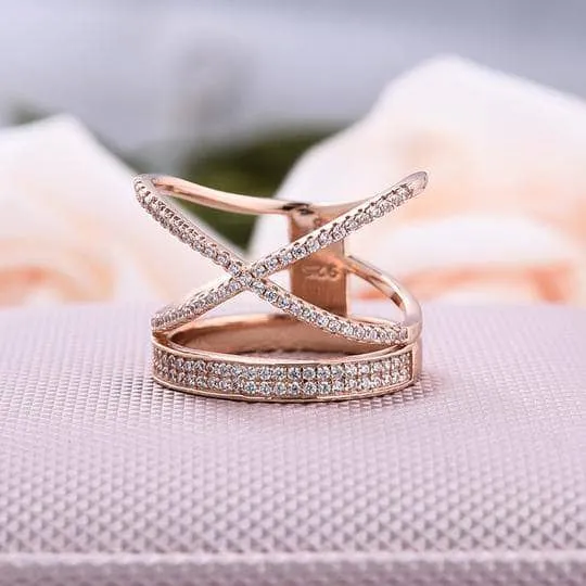 X CrissCross Design Wide Women's Wedding Band