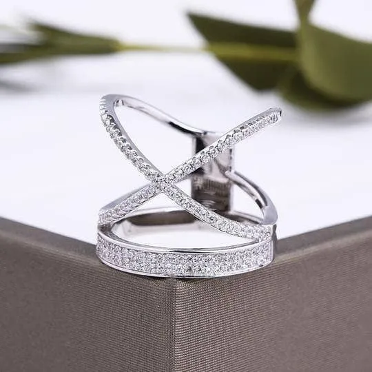 X CrissCross Design Wide Women's Wedding Band