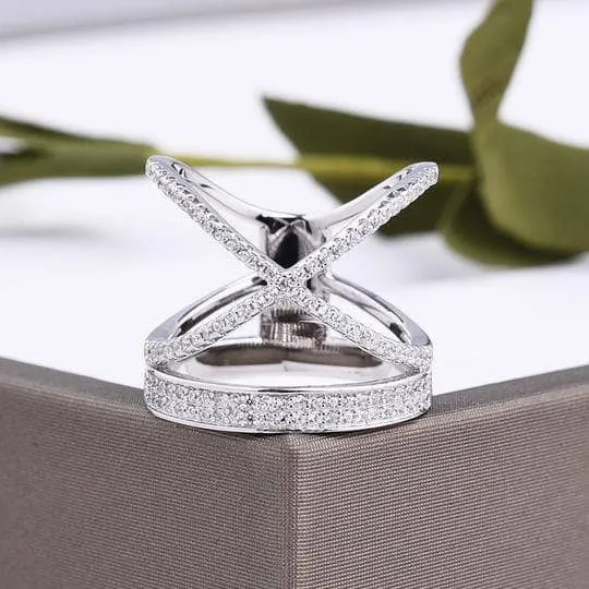 X CrissCross Design Wide Women's Wedding Band