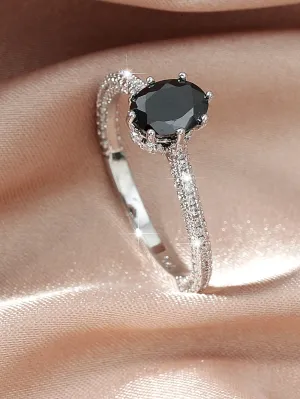 Zircon Decor Ring - Silver
